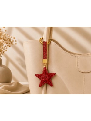 Kumru Studio Kırmızı Yıldız Taşlı Luxury Çanta Charmı – Kırmızı Kristal Bag Charm