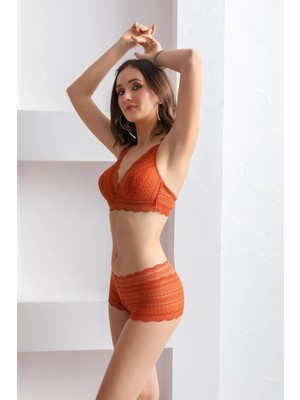 Çamaşır Kenti Bralet Sütyen Boxer Takım Kiremit