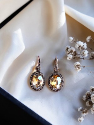 Fayra Accessories Kristal Taşlı Oval Küpe