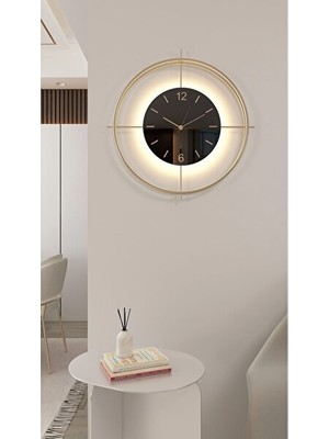 Ravéon Duvar Saati Büyük Boy Gold Deluxe Ledli Modern