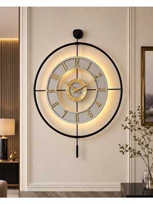 Ravéon Duvar Saati Büyük Boy Camlı Metal ile Modern Şıklık