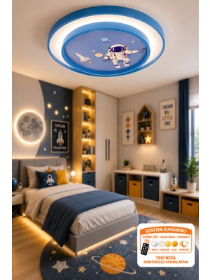 Ece Aydınlatma Fubao 2 Katlı Modern Tasarım Uzaktan Kumandalı Dimmerli 3 Renk Ledli Işıklı Çocuk Odası Avizesi 50 cm