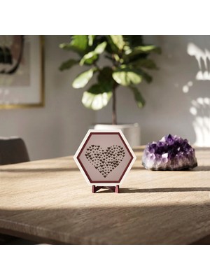 Miaju Estetik Kalp Mozaiği Masaüstü Süsü, Yaşam Alanlarınıza Pozitif Enerji Katan Modern Bir Tasarım 10X10 Cm, Yavru Ağzı