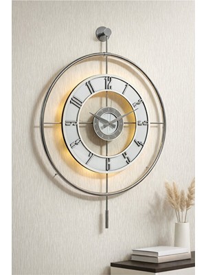 Ravéon Duvar Saati Modern Krom Camlı 60X80CM Büyük , Şık ve Işıltılı Tasarım