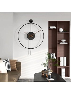 Ravéon Duvar Saati Büyük Boy Siyah Metal Sarkaçlı , Modern ve Şık