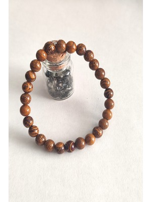c-bhadu naturel Sertifikalı 6 mm Odun Jasper Doğaltaş Bileklik
