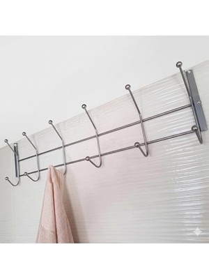 Frefly Store Deliksiz Montaj Kapı Arkası Metal Elbise Askılığı - Çift Kancalı Yuvarlak Uçlu Organizer Askı