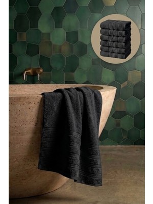 Seritaine 6'lı Işıl Premium Banyo Havlusu 70X140CM - Siyah - %100 Pamuk - 600 Gr/m2