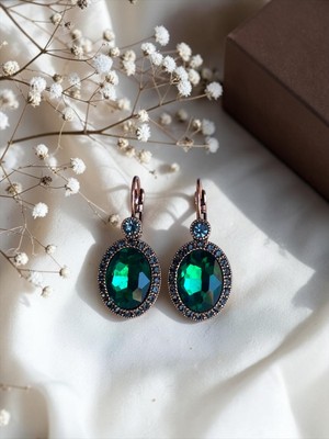 Fayra Accessories Kristal Taşlı Oval Küpe