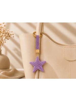 Kumru Studio Mor Yıldız Taşlı Luxury Çanta Charmı – Mor Kristal Bag Charm
