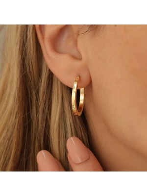 Nox Jewelry 14 Ayar Altın Kaplama Kare Form Halka Küpe – Square Modern Minimal Şık Küpe - E00239
