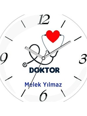 Ravéon Duvar Saati Kişiye Özel Doktor Kalp Hasta Çerçeveli Gerçek Cam