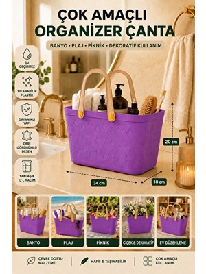 Ravéon Sepet Deri Görünümlü Çok Amaçlı Plastik Organizer