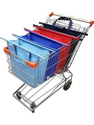 Ravéon Pazar Arabası & Çantası Pratik 4'lü Market Çanta Seti, Raylı Tasarım