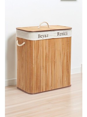 Ravéon Çamaşır Sepeti Foldi Bamboo Çift Hazneli Örme - Pratik ve Şık