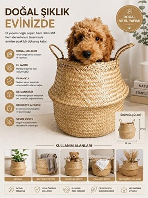 Ravéon Sepet Natural Katlanabilir Hasır , Saksılık ve Saklama Çözümü