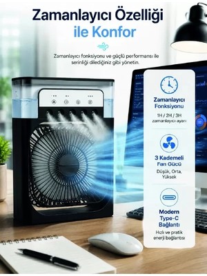 Midas Toptan Home Su Hazneli Püskürtmeli Fan 1-3-5 Püskürtme Seçeneği, Type-C Güç Girişi