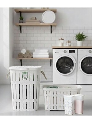 Ravéon Çamaşır Sepeti Halatlı Kirli ve Düzenleyici Seti, 65L+40L