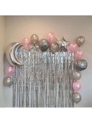 Empressco Gümüş Disko Topu Balonlu Set