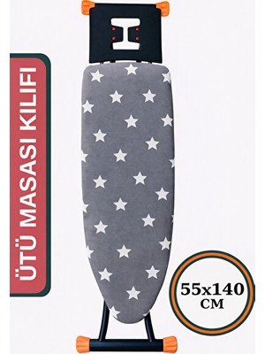 Ravéon Ütü Masası ve Aksesuarı Gri Renkli Büyük Boy Ipli Keçeli Ütü Masası Kılıfı 55X140CM