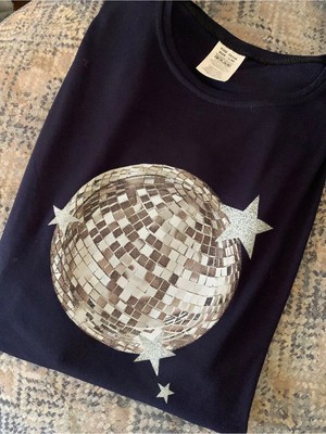 Empressco Lacivert Baskılı Disko Topu Tshirt