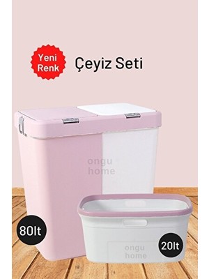 Ravéon Çamaşır Sepeti Ikili Pembe Kirli ve Selesi Seti, Renkli ve Kullanışlı