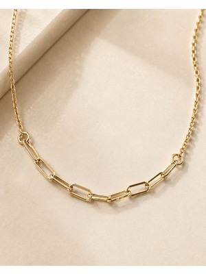 Sarezza Gold 14 Ayar Altın Ataç ve Dodge Model Zincir Kolye 50 cm