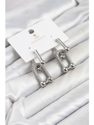 Clariss Gümüş Renk Vıp Seri Tifani Zirkon Taşlı Kadın Küpe