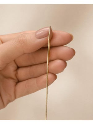 Sarezza Gold 14 Ayar Altın 1 mm Ince Balıksırtı Zincir Kolye 45CM