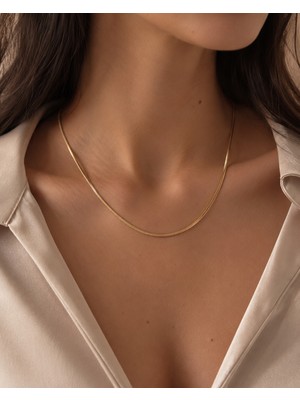 Sarezza Gold 14 Ayar Altın Ince Balıksırtı Zincir Kolye