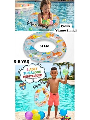 Ravéon Kolluk & Simit Baskılı Çocuk Simidi, 8'li Su Balonu Hediyeli, Güvenli ve Renkli Tasarım