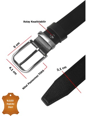 Rizzup Siyah %100 Hakiki Deri Ince Erkek Kemer Kolay Kısaltılabilir Spor & Klasik Kemer 2602677