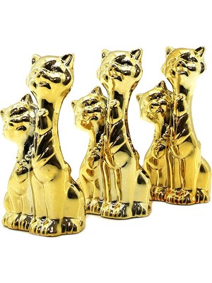 İlk El Grup Ieg™ Çift Kedi Tasarımlı Biblo - Seramik - Büyük Boy - Parlak Altın