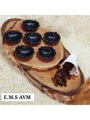 Empressco 6 Adet Siyah Istiridye Kahve Yanı Sunumluk Şekerlik Lokumluk Ikramlık Uzunluk: 7 cm En: 5 Cm.