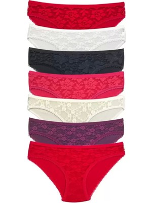 Ava Style 7 Adet Önü Dantelli Transparan Kadın Slip Külot S1 Ava
