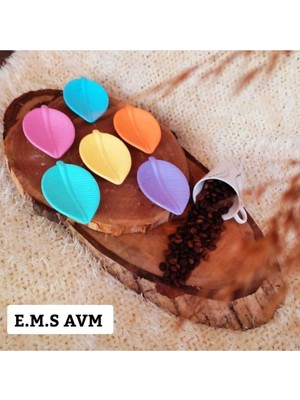 Empressco 6 Adet Pastel Tonlar'da Yaprak Desen Kahve Yanı Sunumluk Lokumluk Ikramlık En: 6 cm Uzunluk: 9 cm