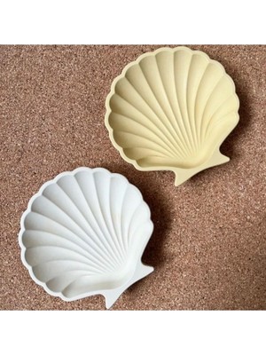 Empressco Dekoratif 2’li Soft Sari Beyaz Istiridye Taki Tabağı Shell Organizer Kokulu Taş