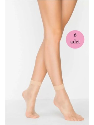 Ava Style 6 Adet Fit 15 Soket Ince Parlak Kısa Çorap Açık Ten Ava