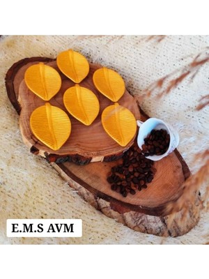 Empressco 6 Adet Altın Renk Yaprak Desen Kahve Yanı Sunumluk Lokumluk Ikramlık En: 6 cm Uzunluk: 9