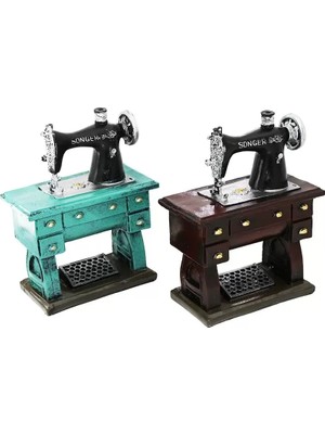 Dikiş Makinesi Tasarımlı Vintage Dekoratif Biblo - Tasarım Kumbara - Reçine Malzeme Midastech