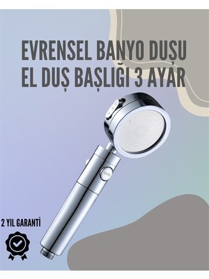 Azrlya Paslanmaz Çelik Çok Fonksiyonlu El Duş Başlığı – 3 Modlu Püskürtme Seçeneği - Lisinya