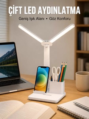 MidasTech 3’ü 1 Arada Çok Amaçlı Masa Lambası | Göz Yormayan Işık, Organizer Tasarım Yeni Nesil Mid