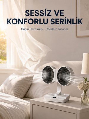 Azrlya Çift Yöne Hava Üfleyen Masa ve Duvar Tipi Vantilatör - Lisinya