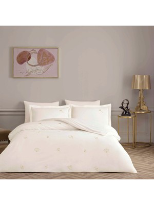 Linens Premium Dandelo Pamuk Brode King Nevresim Takımı Beyaz