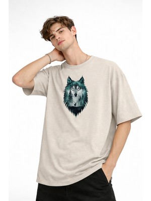 Mooien Wolf - Oversize Erkek Tişört Bej