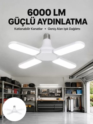 Nemere İthalat Enerji Tasarruflu LED Ampül 60 Watt 4 Kollu Beyaz Işık Yeni Nesil Nemere Ithalat
