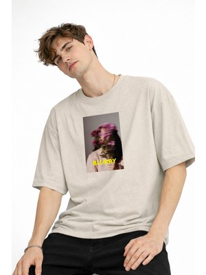 Mooien Blurry - Oversize Erkek Tişört Bej