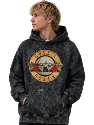 Sevbano Guns N' Roses Rock Metal Müzik Grubu Baskılı Unisex Oversize Yıkamalı Premium Hoodie Sweatshirt