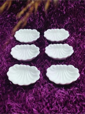 Empressco 6 Adet Beyaz Renk Istiridye Kahve Yanı Sunumluk Lokumluk Ikramlık En: 5 cm Uzunluk: 7 Cm.