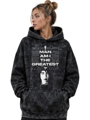 Sevbano Billie Eilish Şarkıcı Baskılı Unisex Oversize Premium Yıkamalı Hoodie Sweatshirt